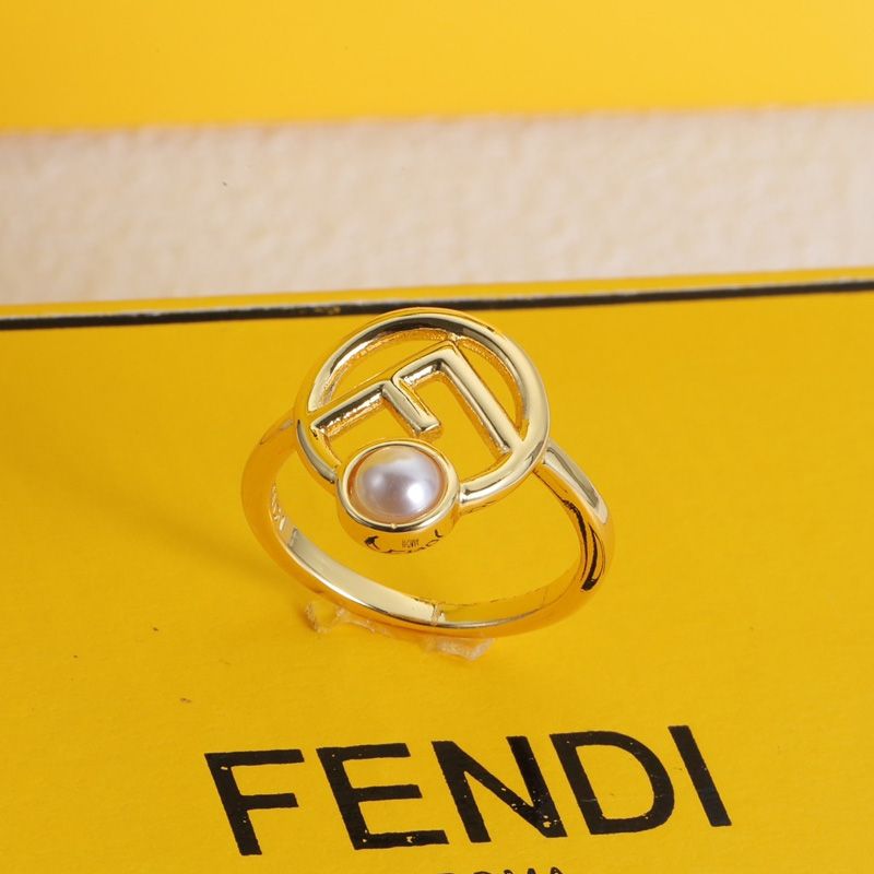 Affordable F is Fendi Ring In Metal with Pearl Gold