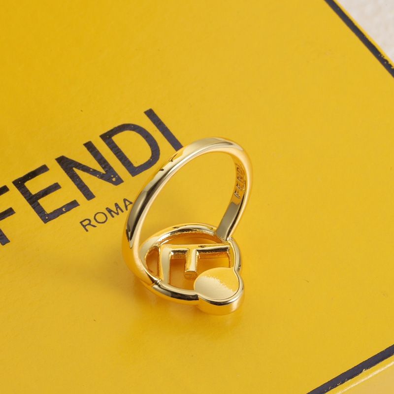 Affordable F is Fendi Ring In Metal with Pearl Gold