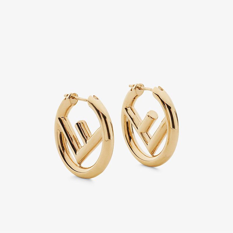 Affordable F is Fendi Small Hoop Earrings In Metal Gold