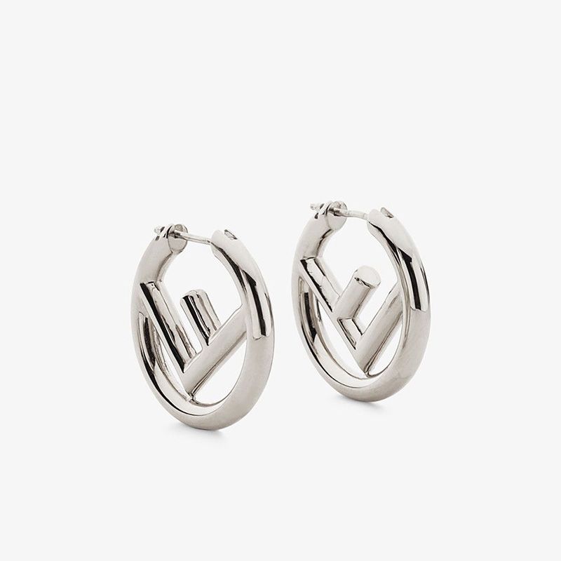 Affordable F is Fendi Small Hoop Earrings In Metal Palladium