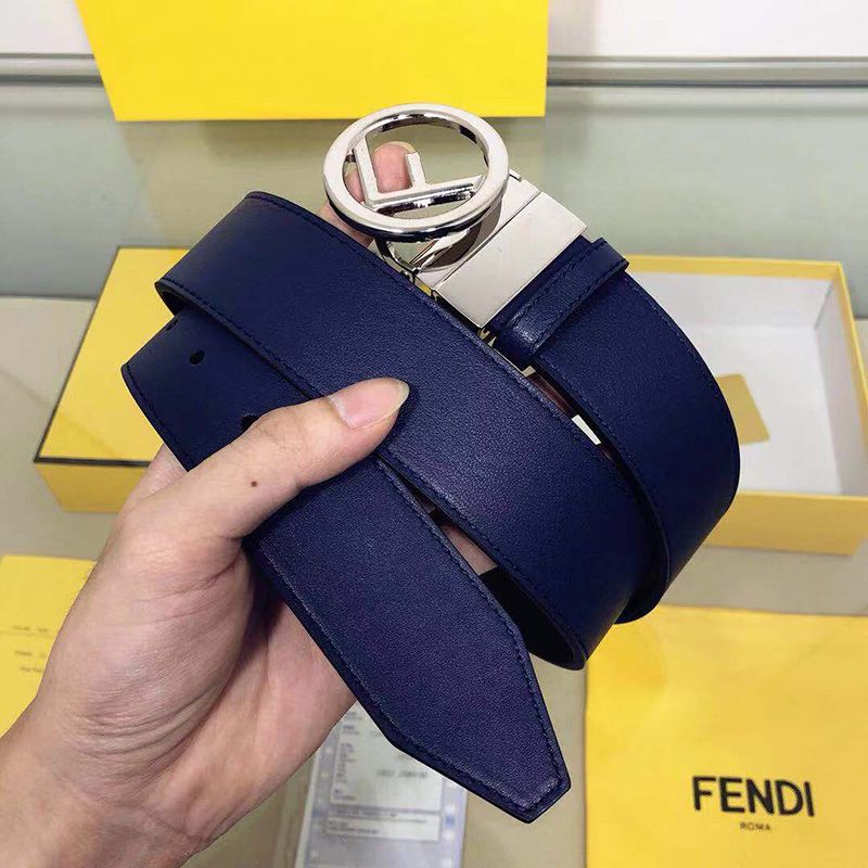 Affordable F is Fendi Buckle Reversible Belt In Calf Leather Navy Blue Black