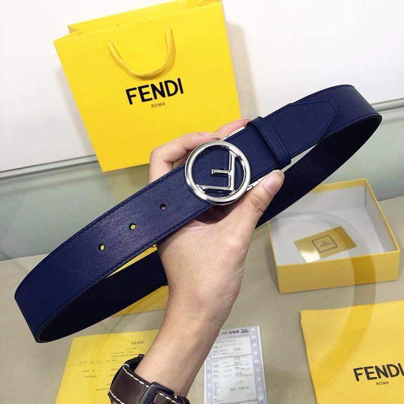 Affordable F is Fendi Buckle Reversible Belt In Calf Leather Navy Blue Black