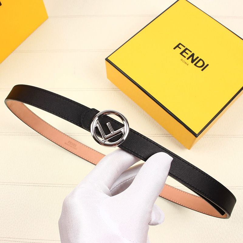 Affordable F is Fendi Buckle Slim Belt In Calf Leather Black Silver