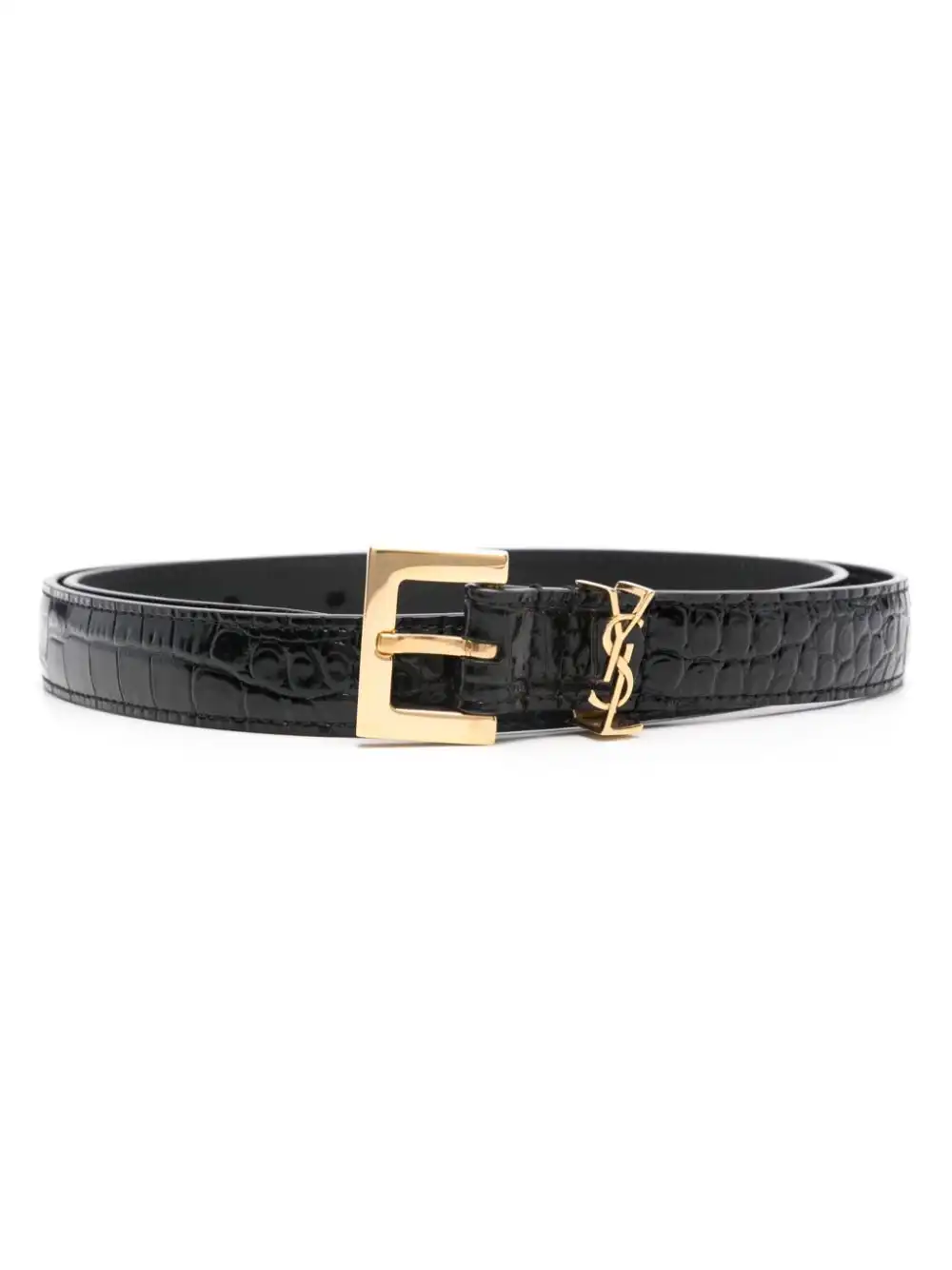 Cheap Saint Laurent Cassandre crocodile-embossed belt