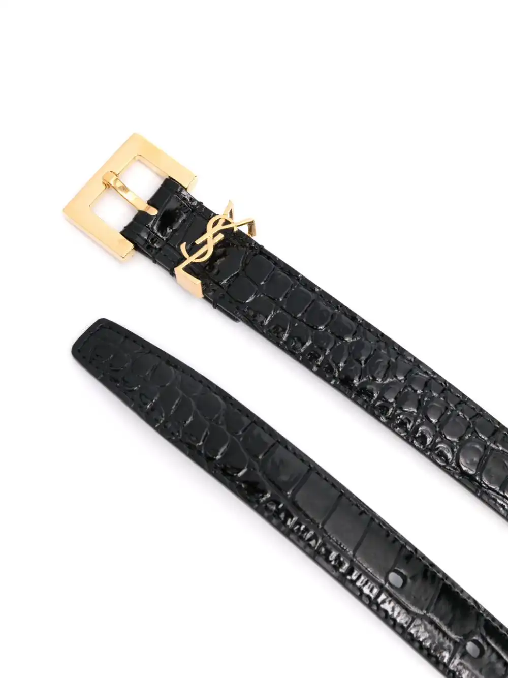 Cheap Saint Laurent Cassandre crocodile-embossed belt