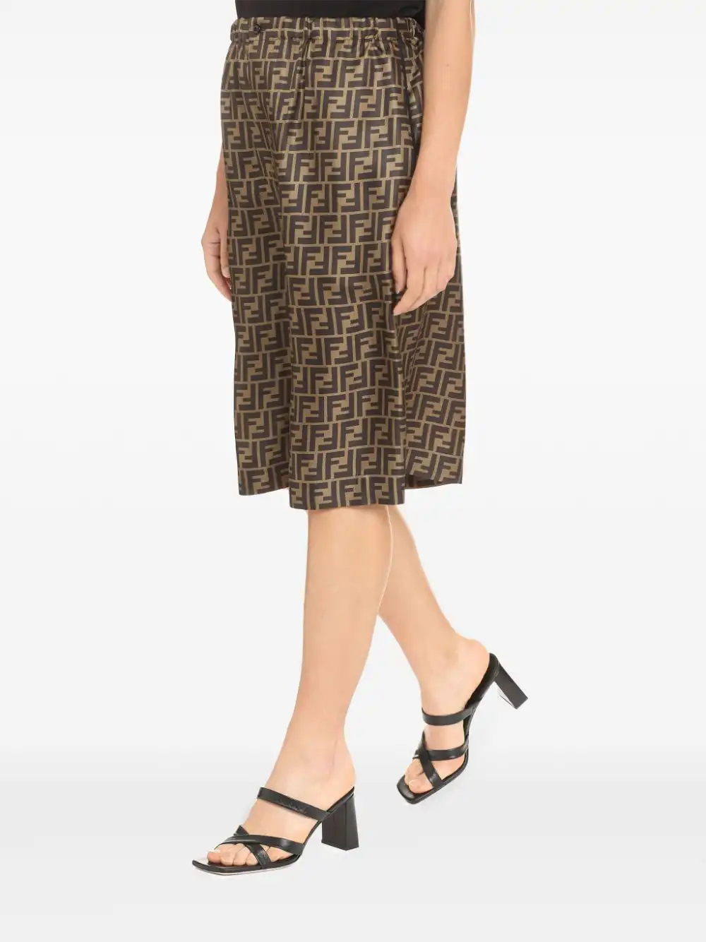 Affordable FENDI FF-print knee-length shorts