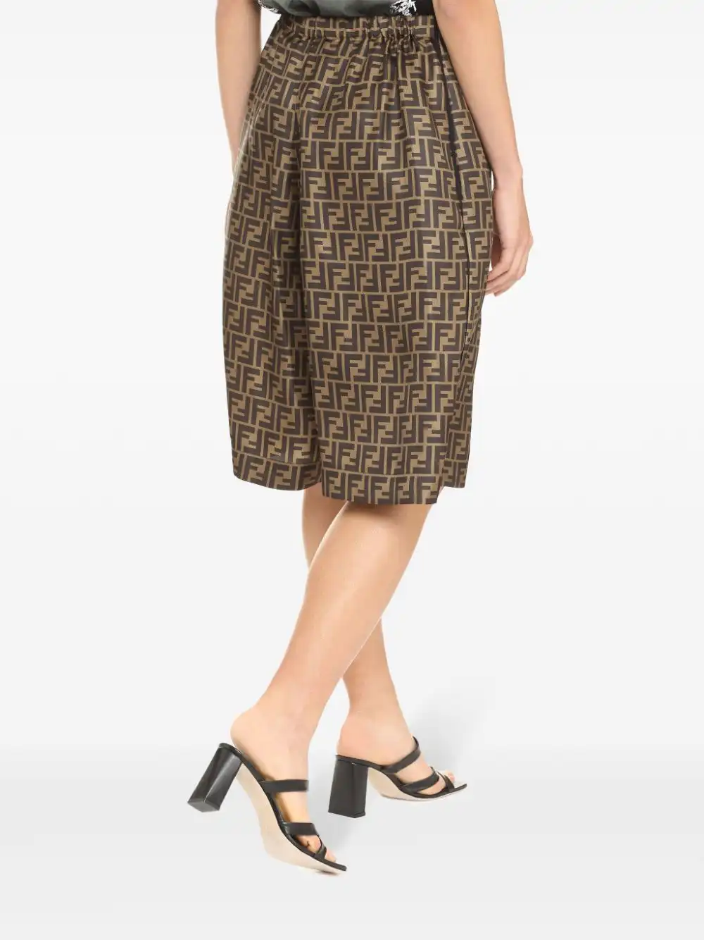 Affordable FENDI FF-print knee-length shorts