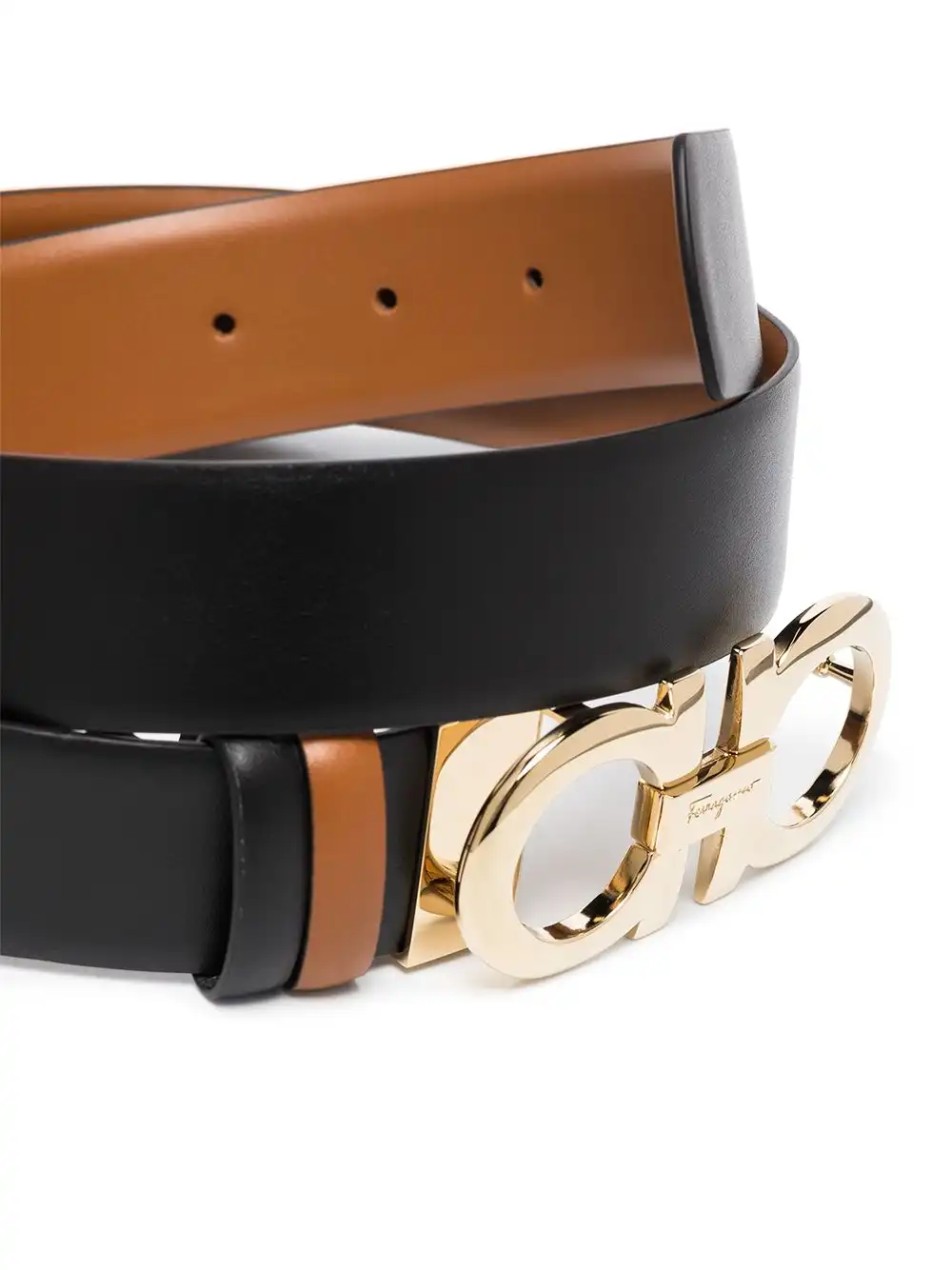 Cheap Ferragamo Gancini reversible leather belt