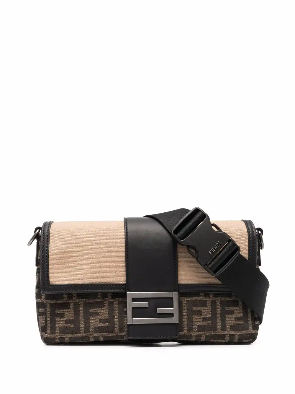 Affordable FENDI leather-jacquard baguette