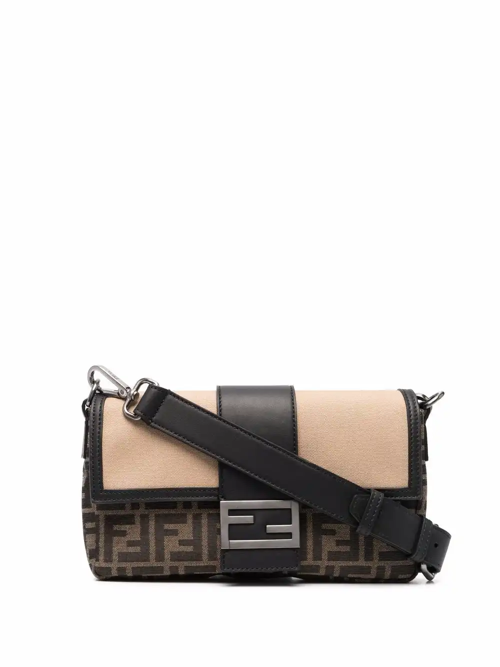 Affordable FENDI leather-jacquard baguette