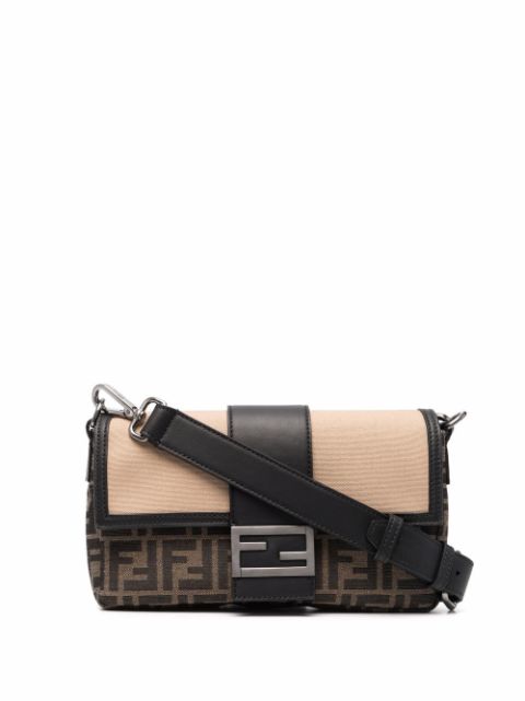 FENDI leather-jacquard baguette