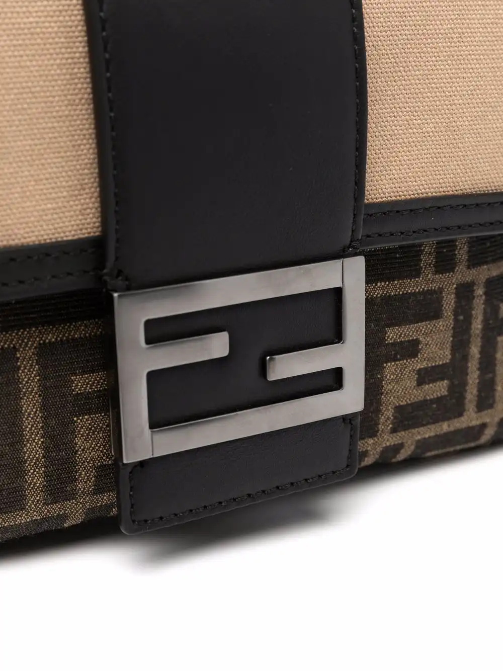 Affordable FENDI leather-jacquard baguette