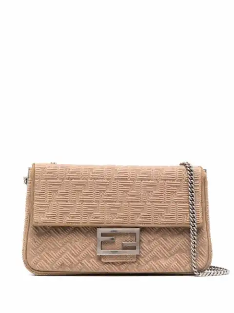 FENDI FF logo-print leather shoulder bag