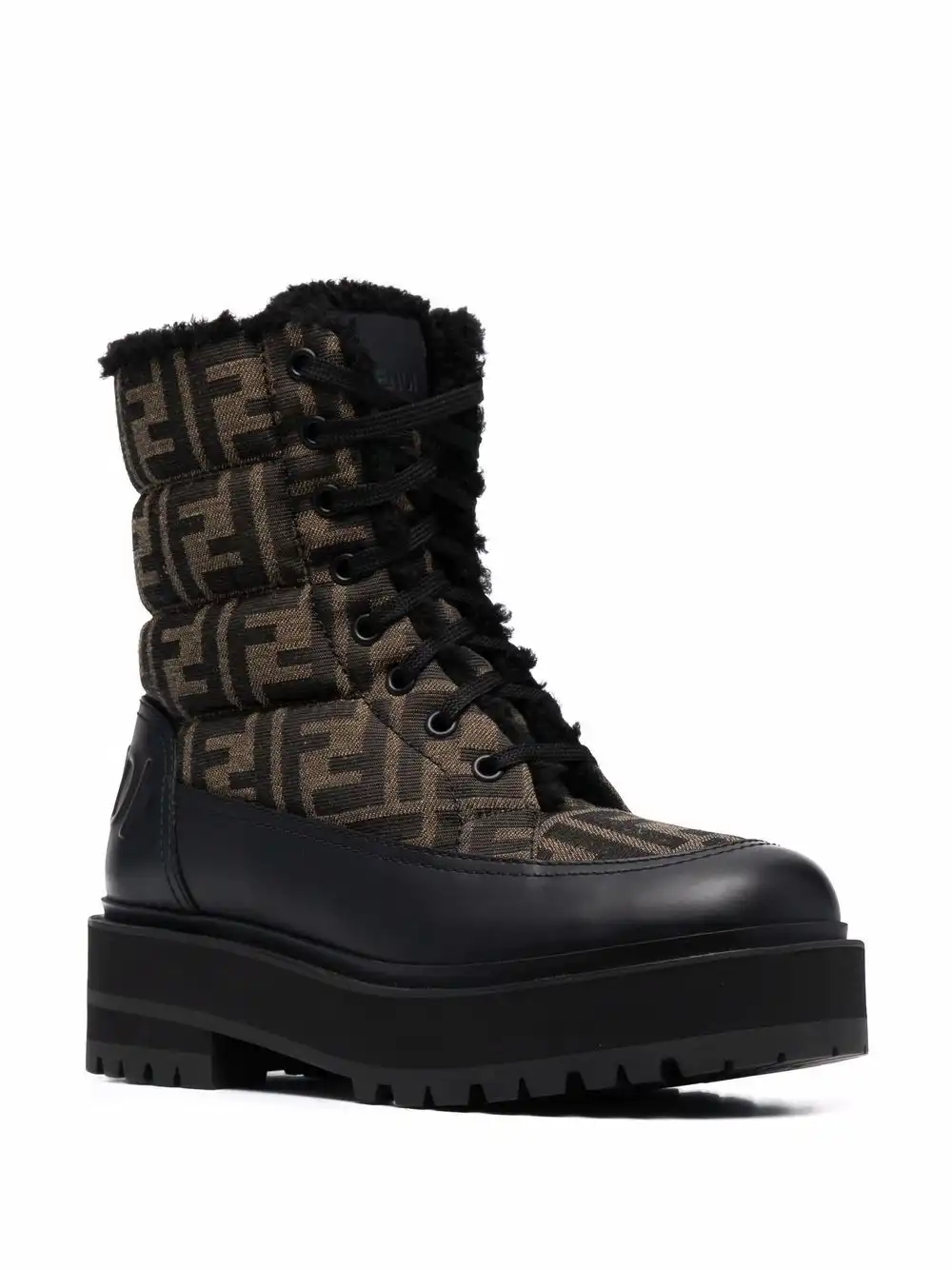 Cheap FENDI Signature FF-logo padded biker boots