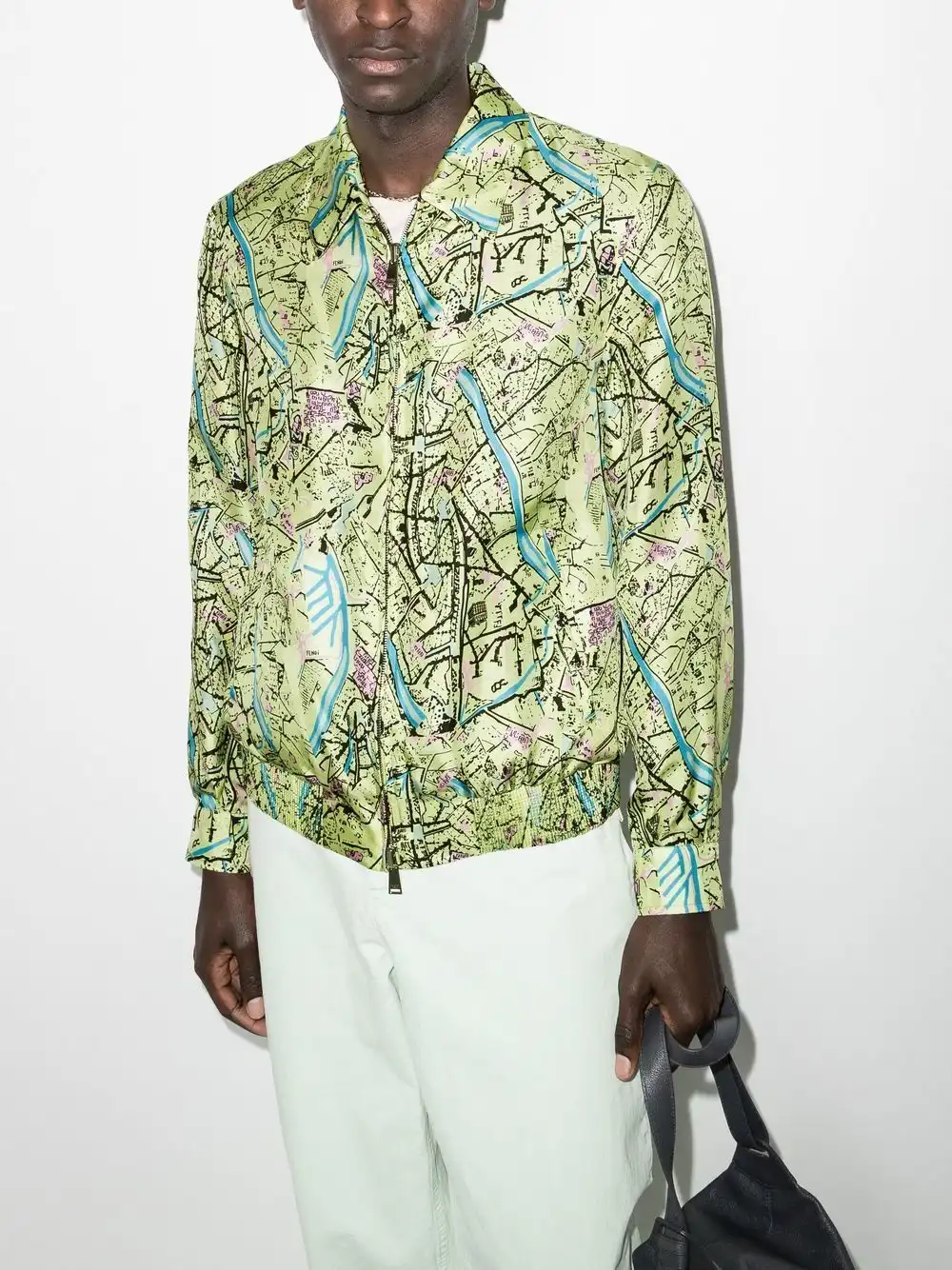 Affordable FENDI Fendi Map reversible shirt jacket