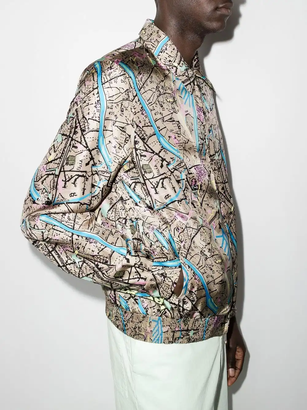 Affordable FENDI Fendi Map reversible shirt jacket