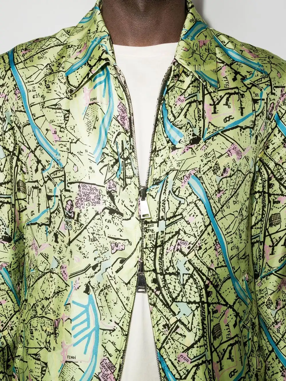 Affordable FENDI Fendi Map reversible shirt jacket