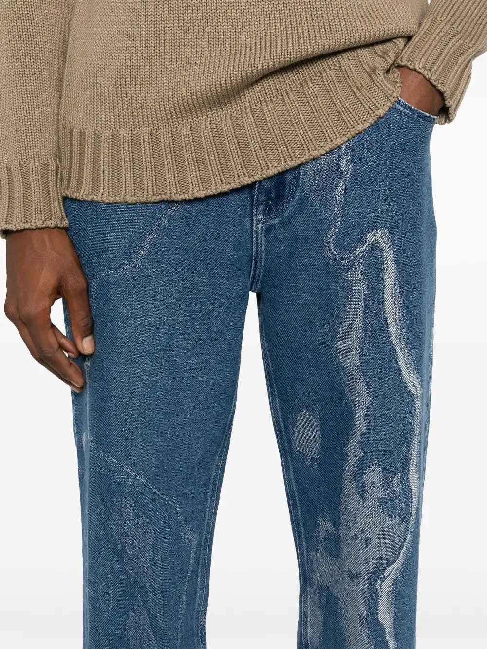 Affordable FENDI pattern-jacquard jeans