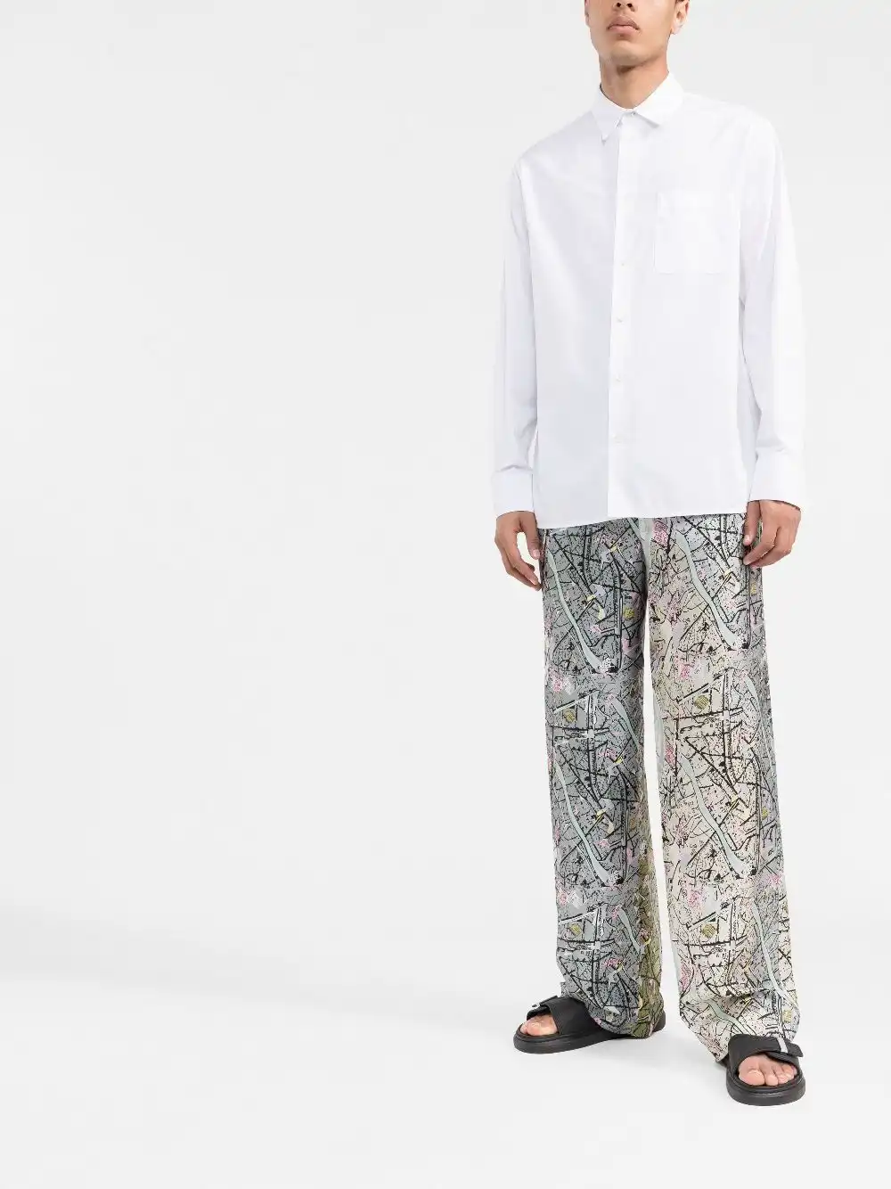 Affordable FENDI Fendi Map-print silk trousers