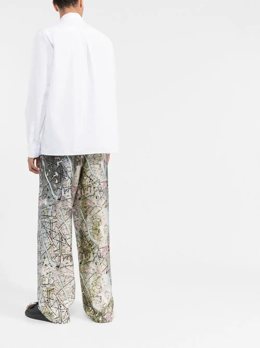 Affordable FENDI Fendi Map-print silk trousers