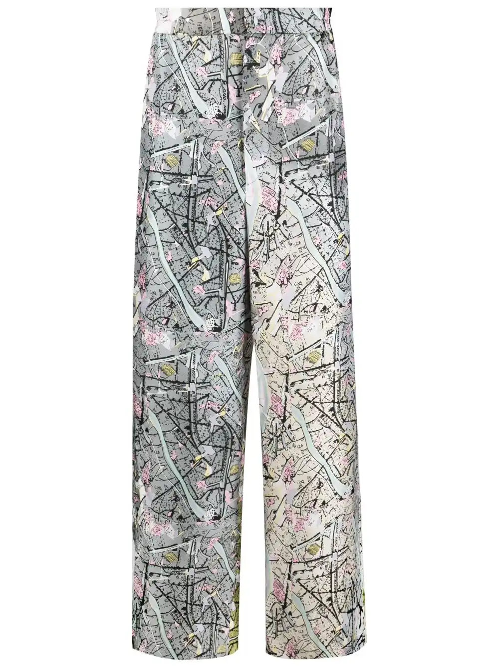 Affordable FENDI Fendi Map-print silk trousers