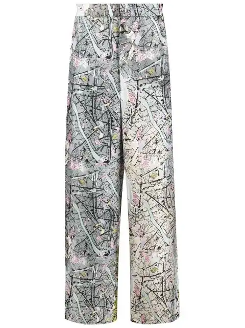 FENDI Fendi Map-print silk trousers