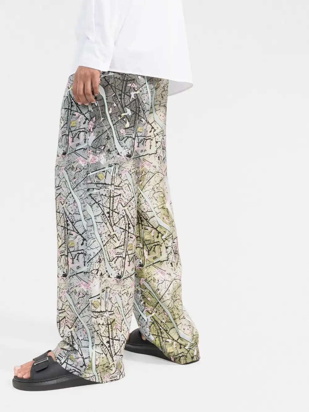 Affordable FENDI Fendi Map-print silk trousers