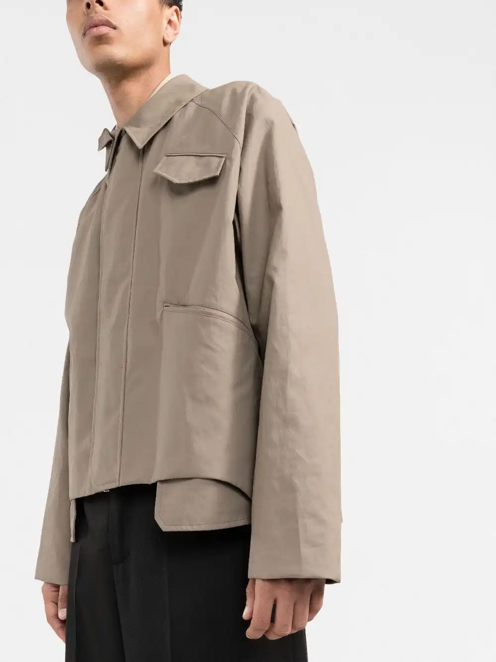 Cheap FENDI asymmetric-hem shirt jacket