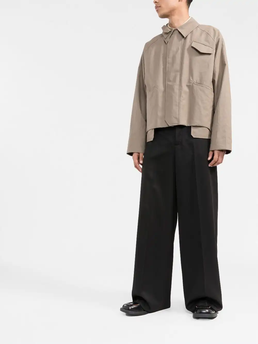 Cheap FENDI asymmetric-hem shirt jacket