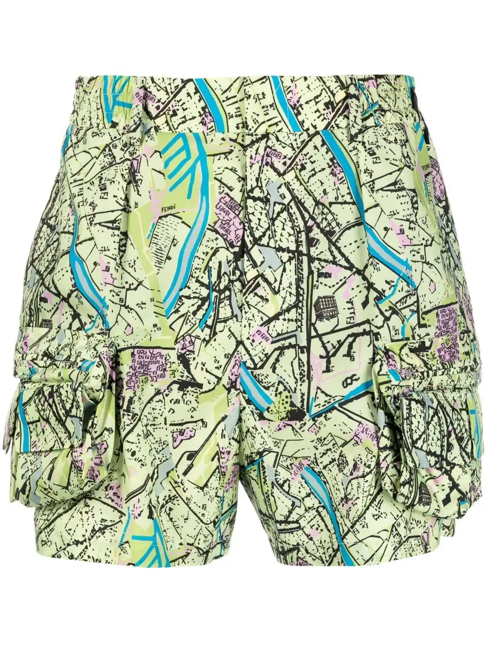 Cheap FENDI map-print cargo shorts