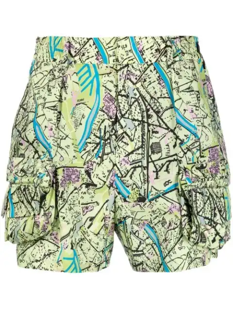 FENDI map-print cargo shorts