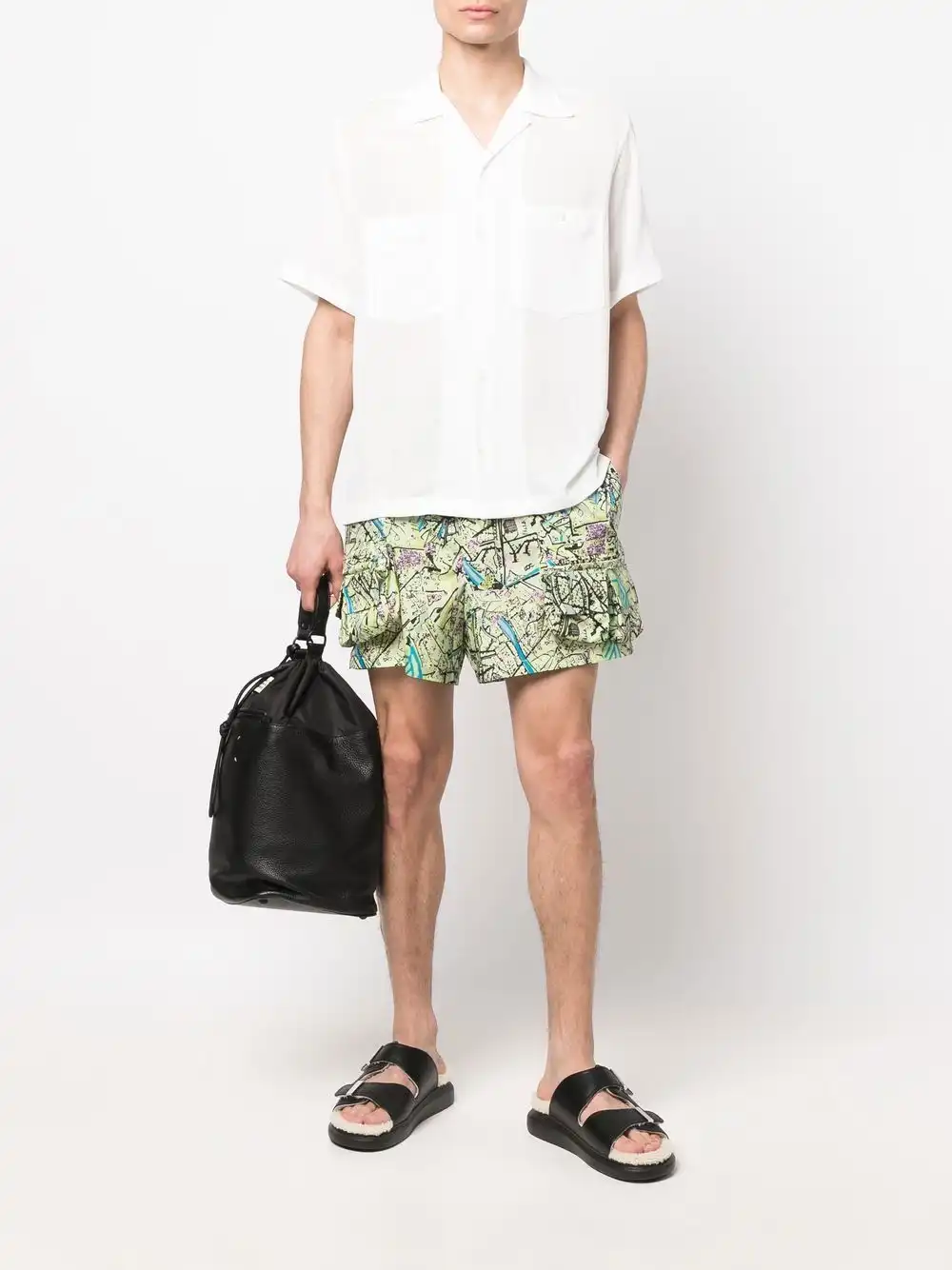 Cheap FENDI map-print cargo shorts