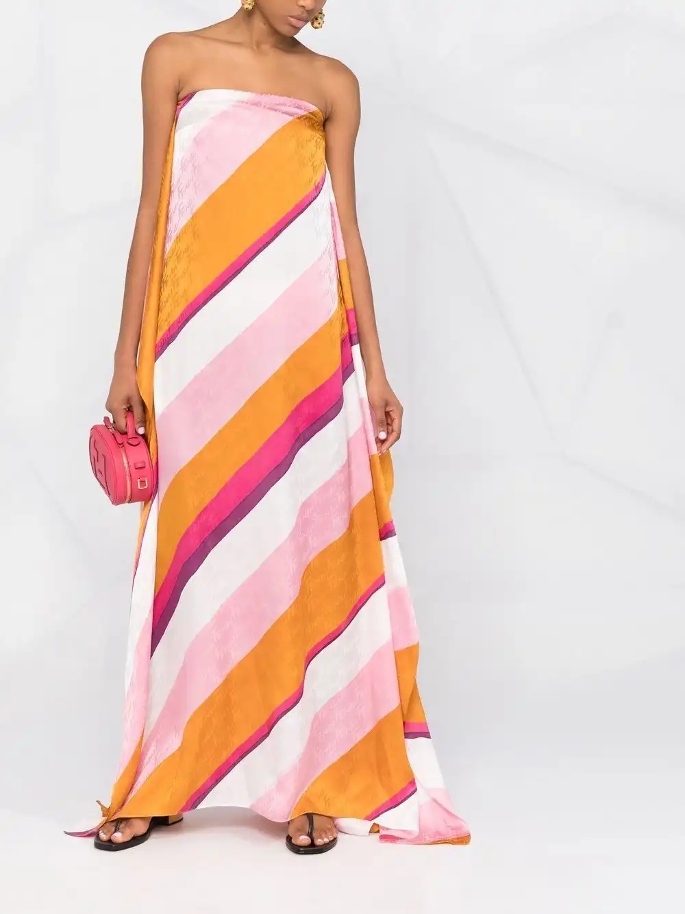 Cheap FENDI diagonal-stripe maxi dress