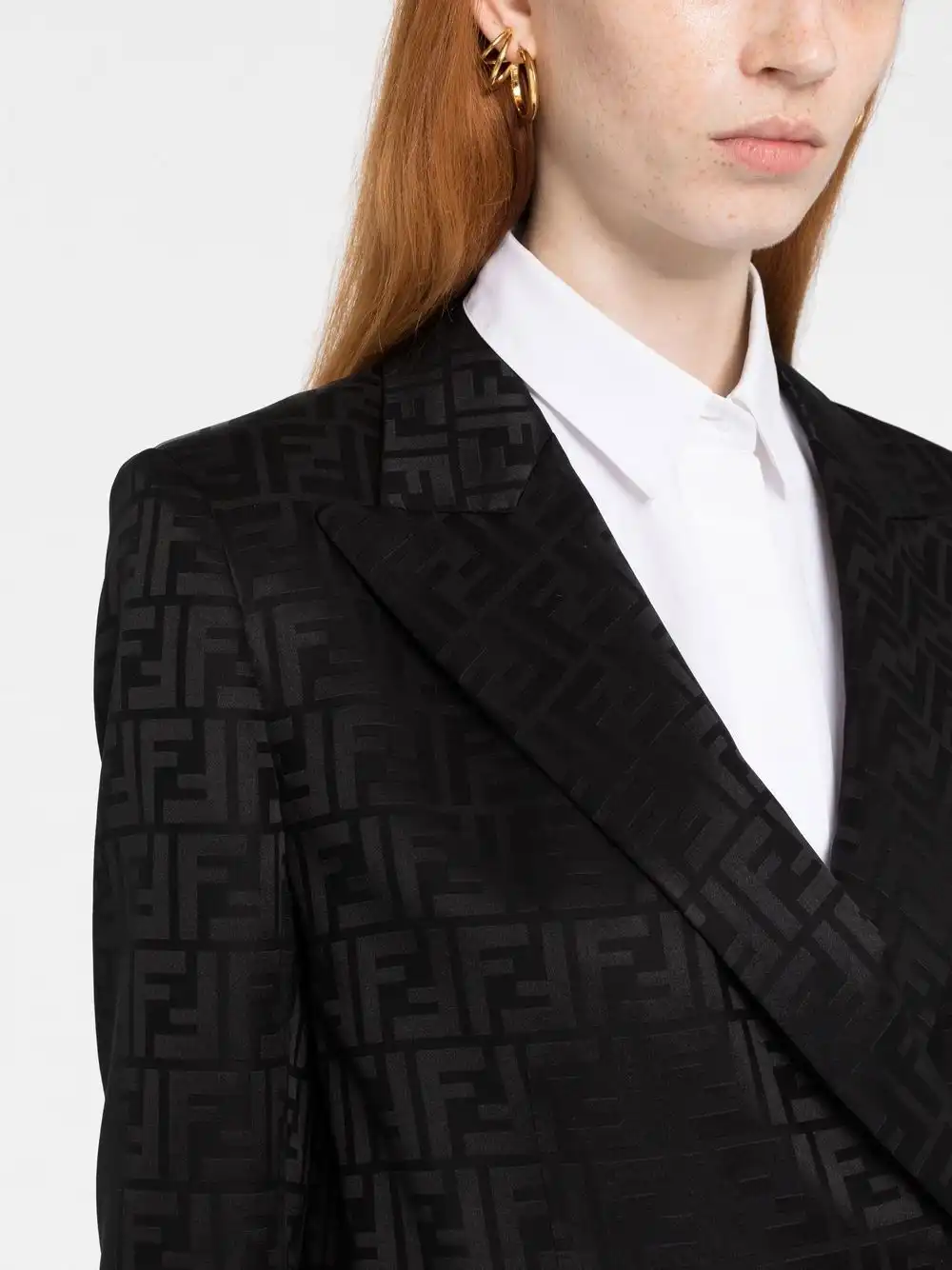 Cheap FENDI FF monogram double-breasted blazer