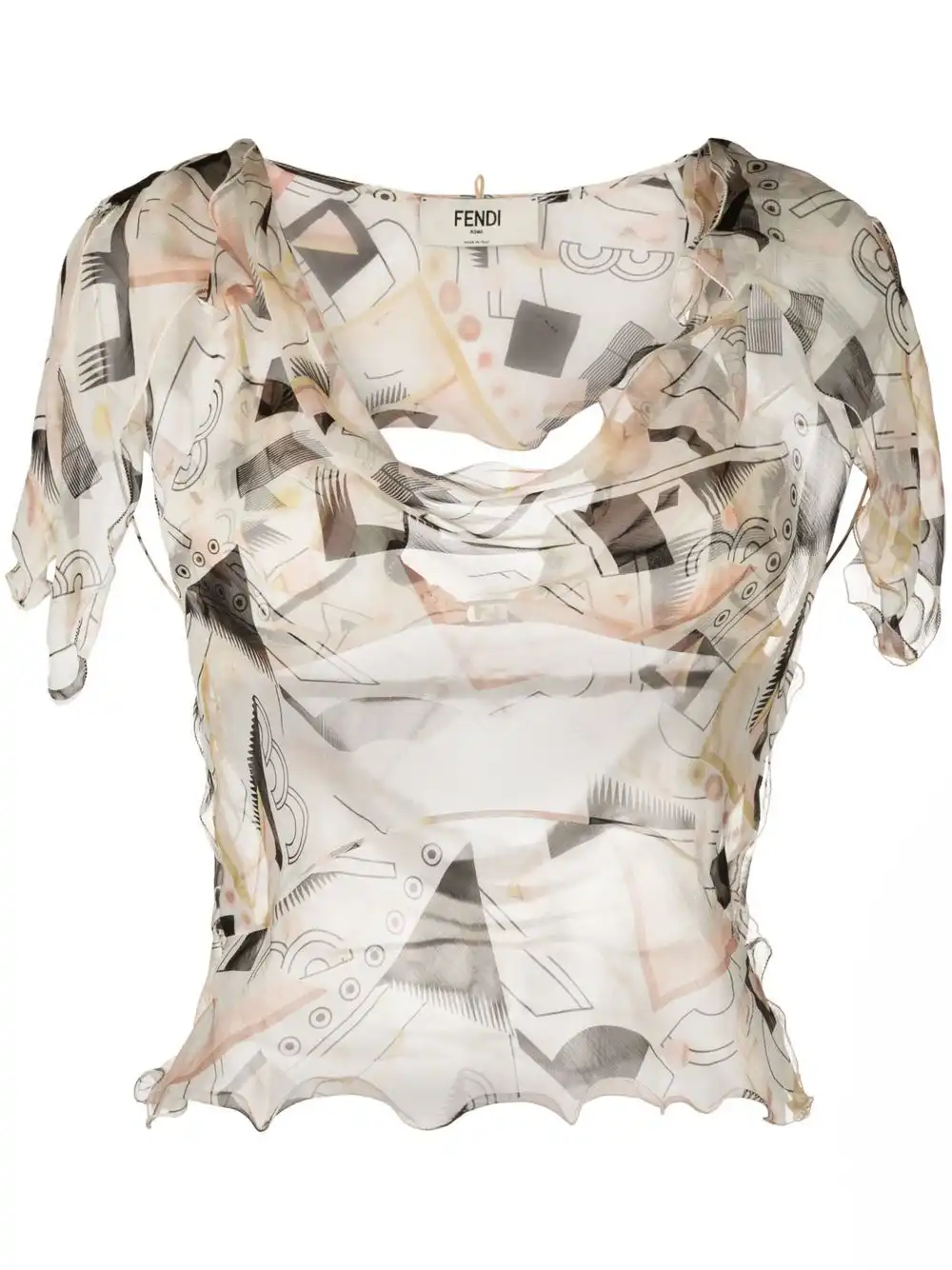 Cheap FENDI abstract-print silk blouse