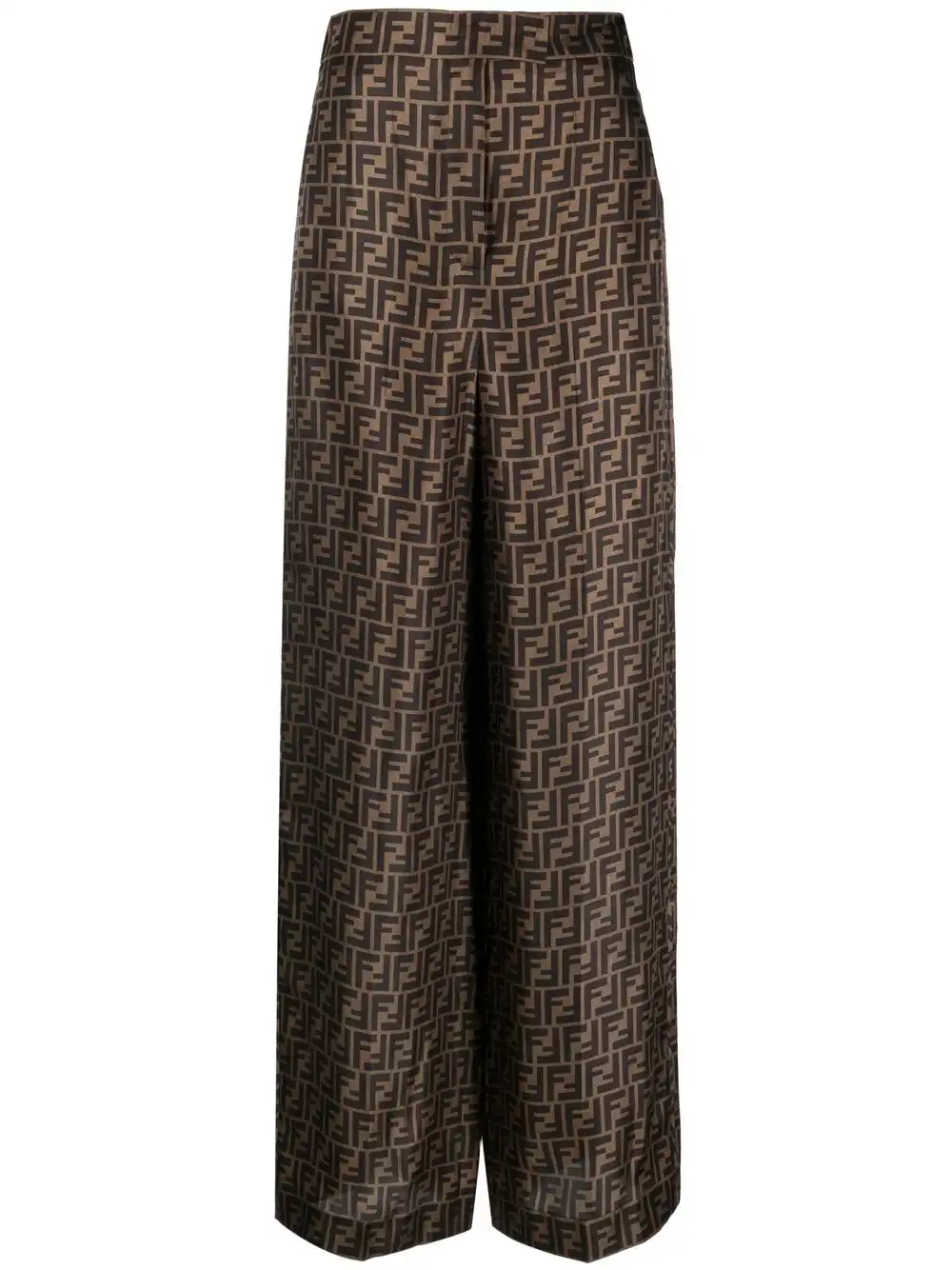 Cheap FENDI FF motif silk palazzo trousers