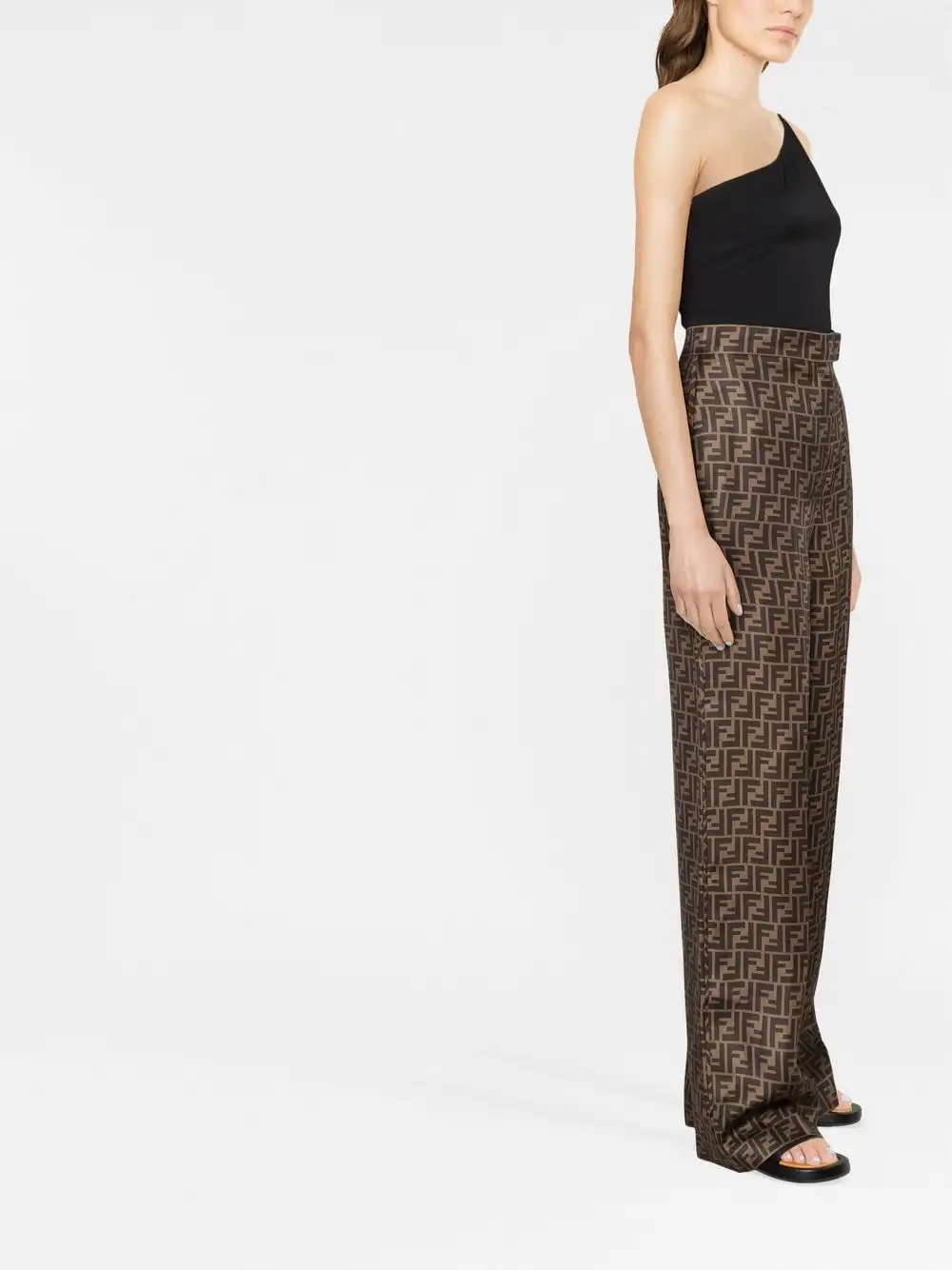 Cheap FENDI FF motif silk palazzo trousers