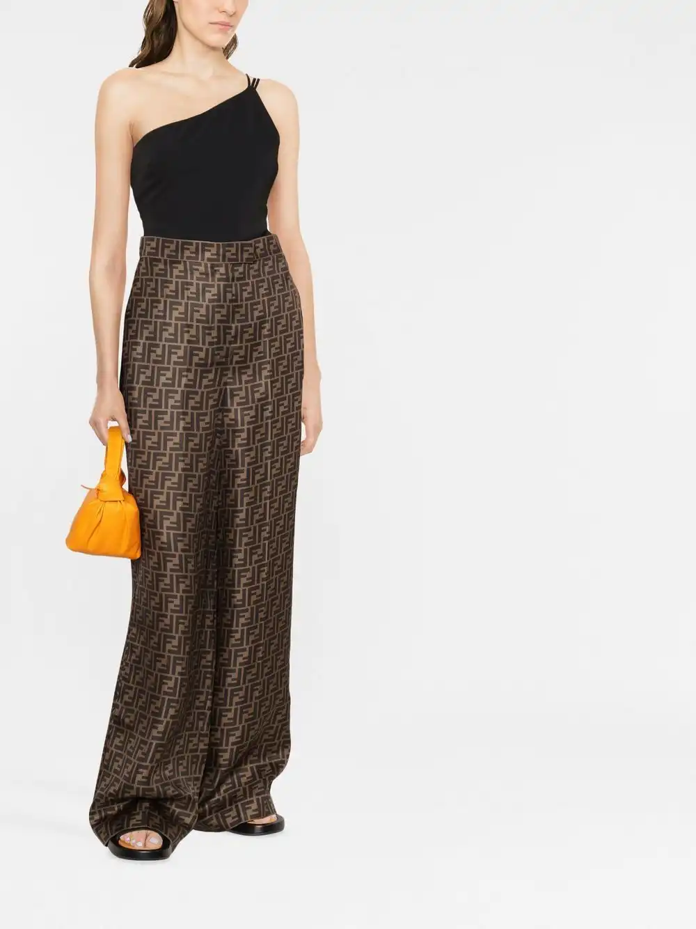 Cheap FENDI FF motif silk palazzo trousers