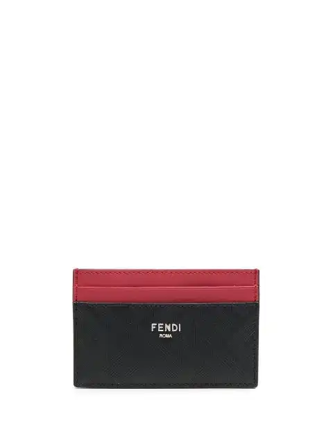 FENDI logo-print leather card holder