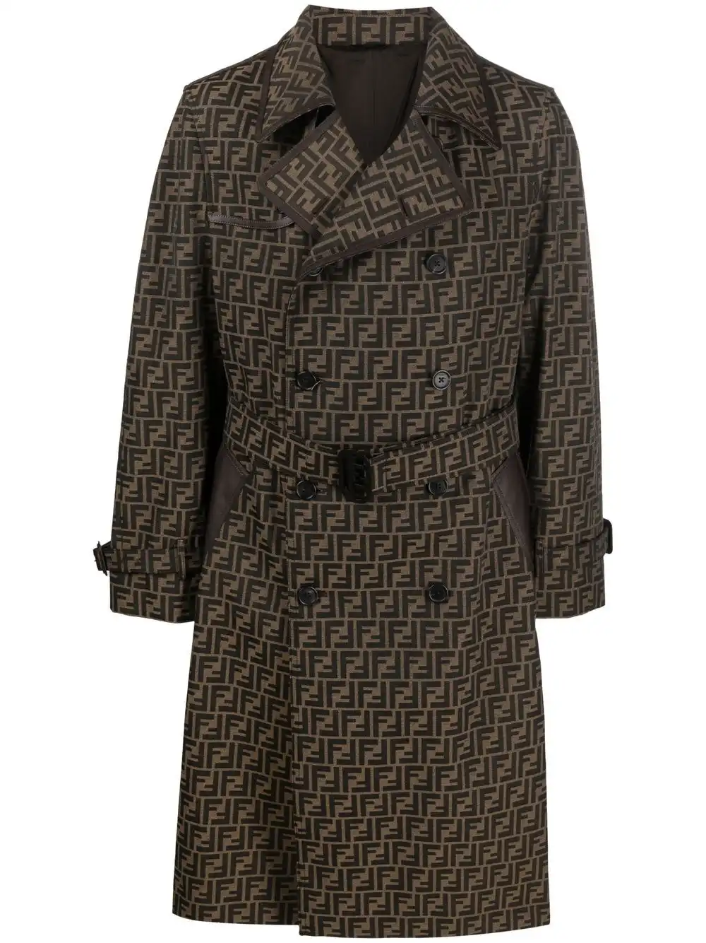 Affordable FENDI FF jacquard double-breasted trench coat