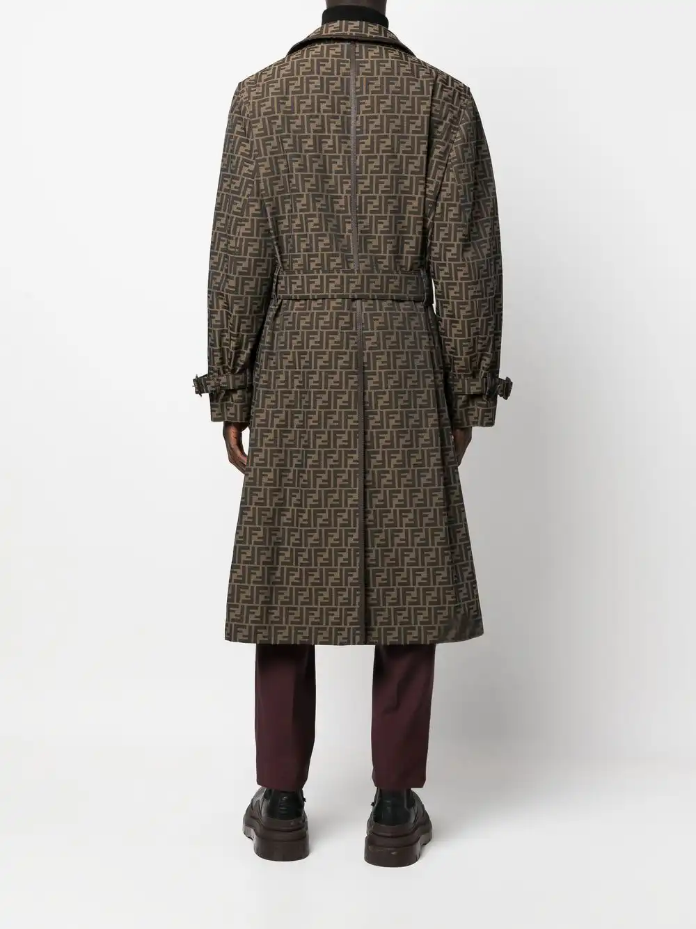 Affordable FENDI FF jacquard double-breasted trench coat