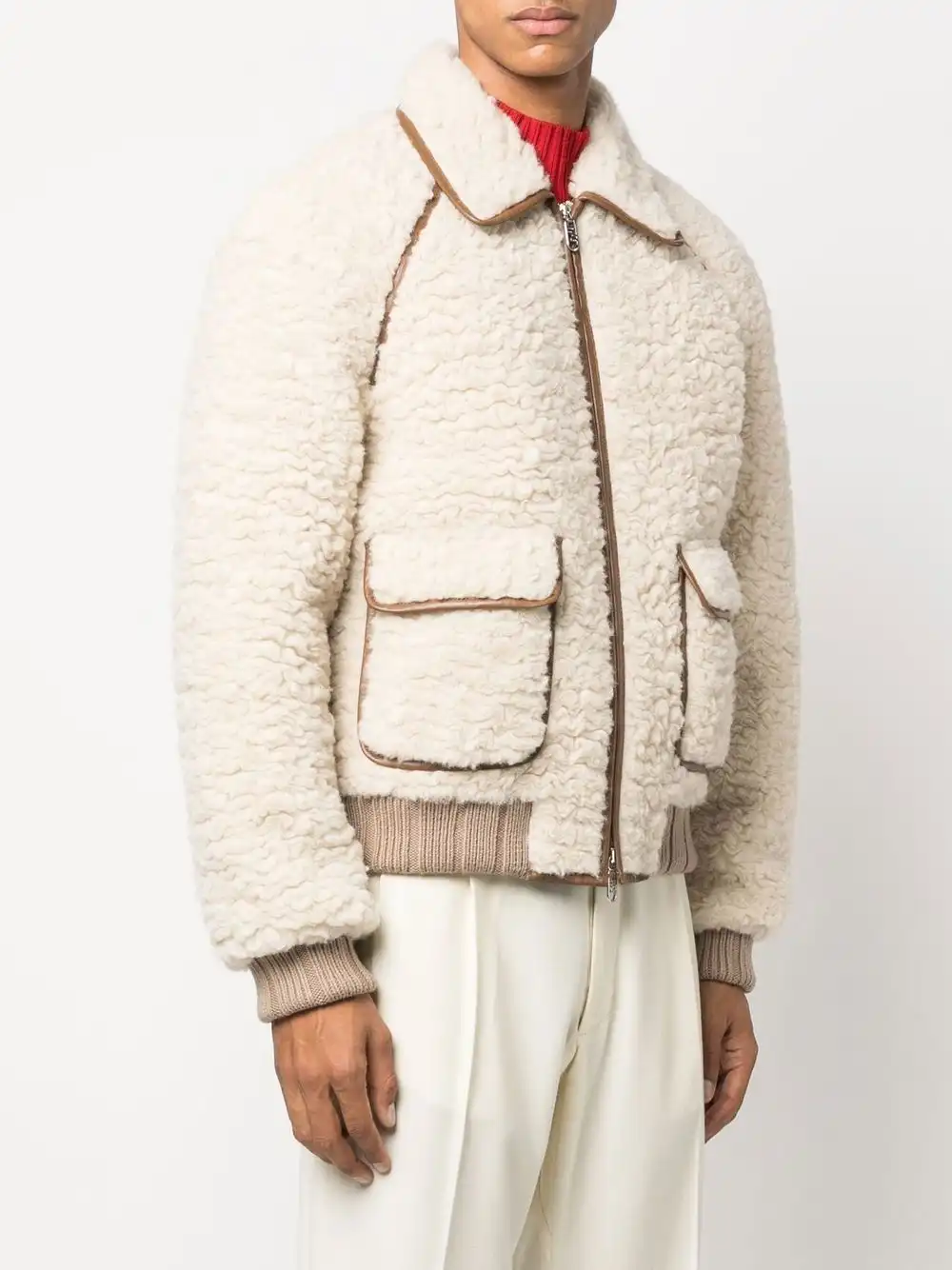 Affordable FENDI two-way zip shearling jacket