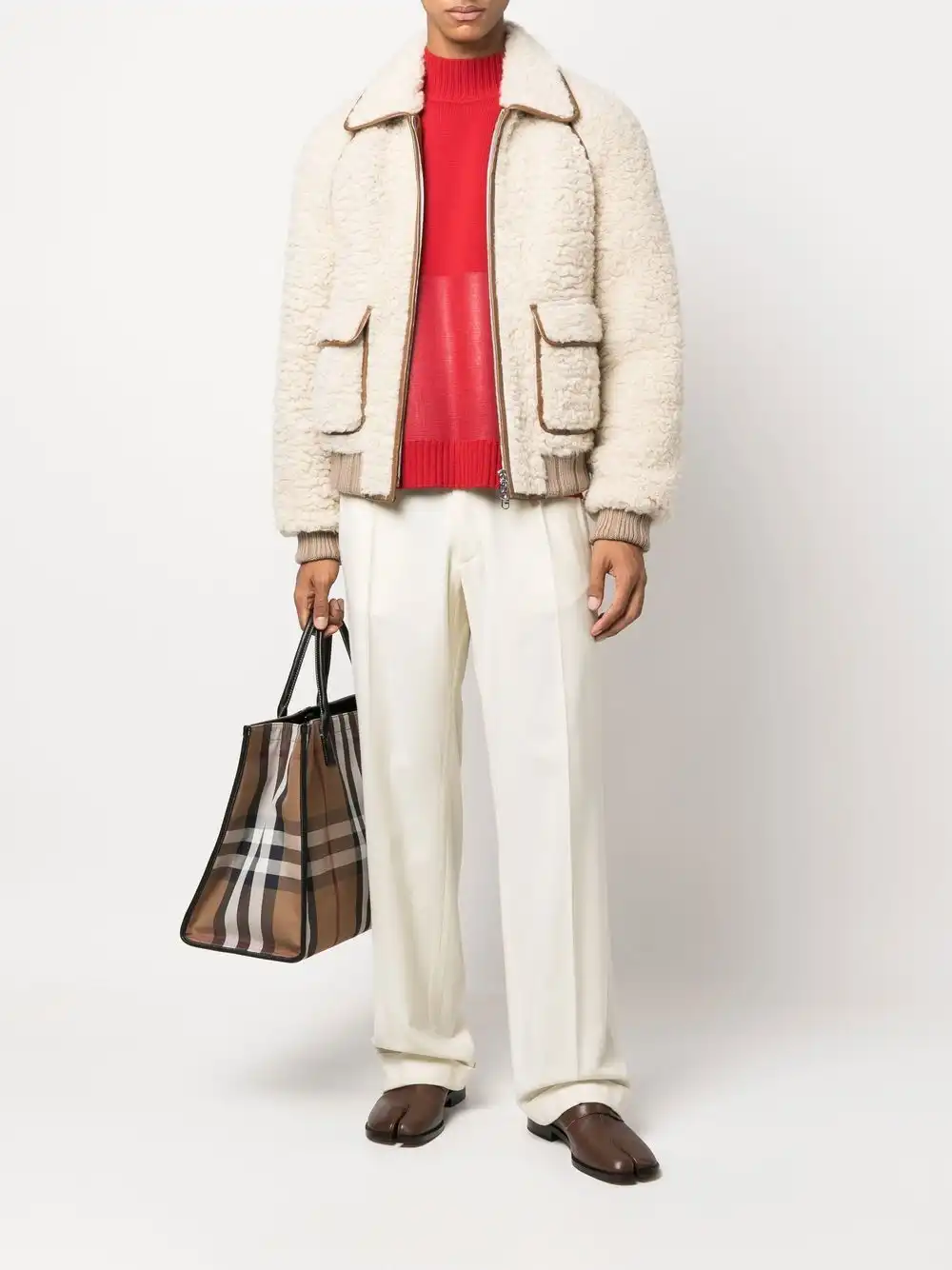 Affordable FENDI two-way zip shearling jacket