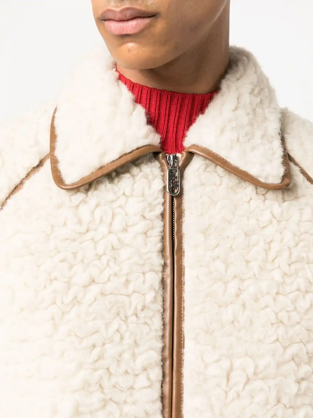 Affordable FENDI two-way zip shearling jacket