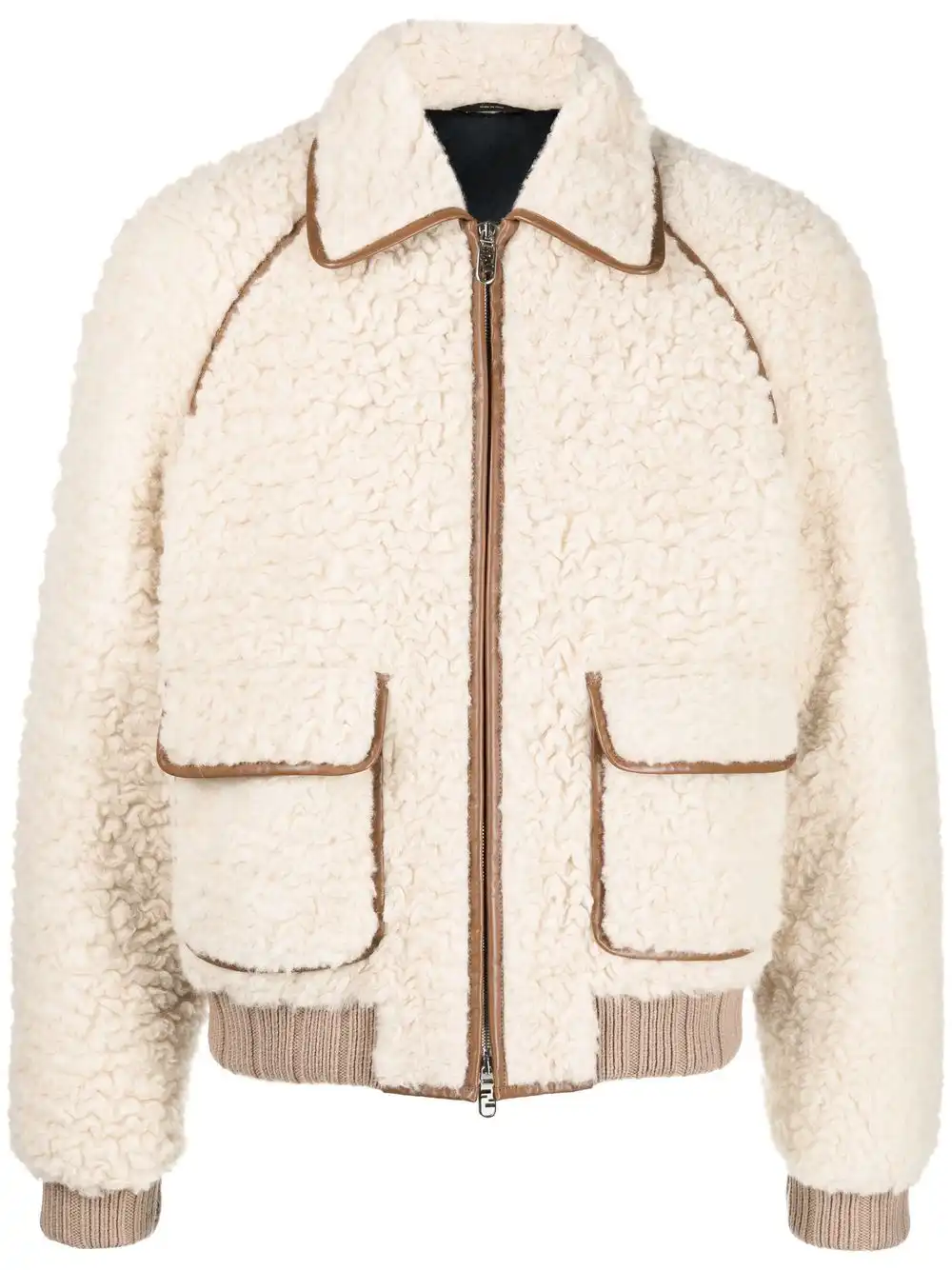 Affordable FENDI two-way zip shearling jacket