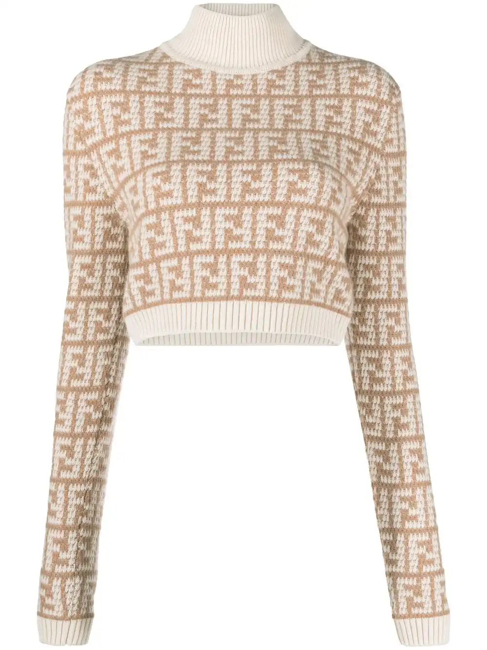 Affordable FENDI FF jacquard cashmere cropped jumper