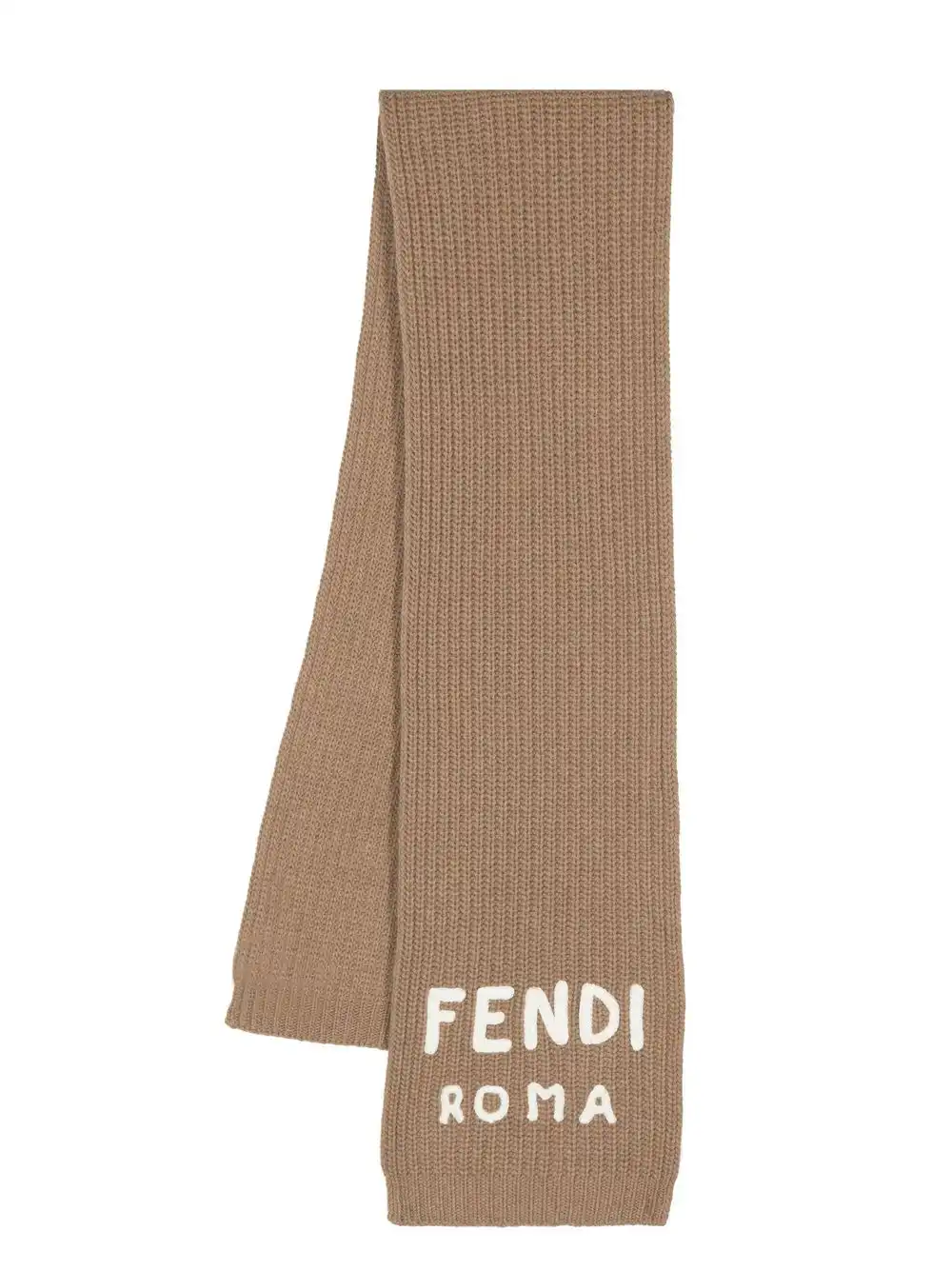 Cheap FENDI embroidered-logo knitted scarf