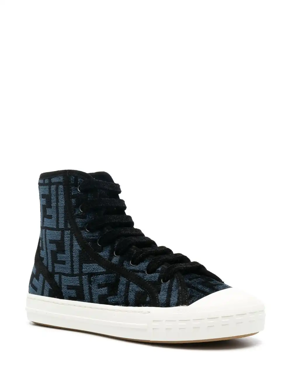 Affordable FENDI velvet FF high-top sneakers