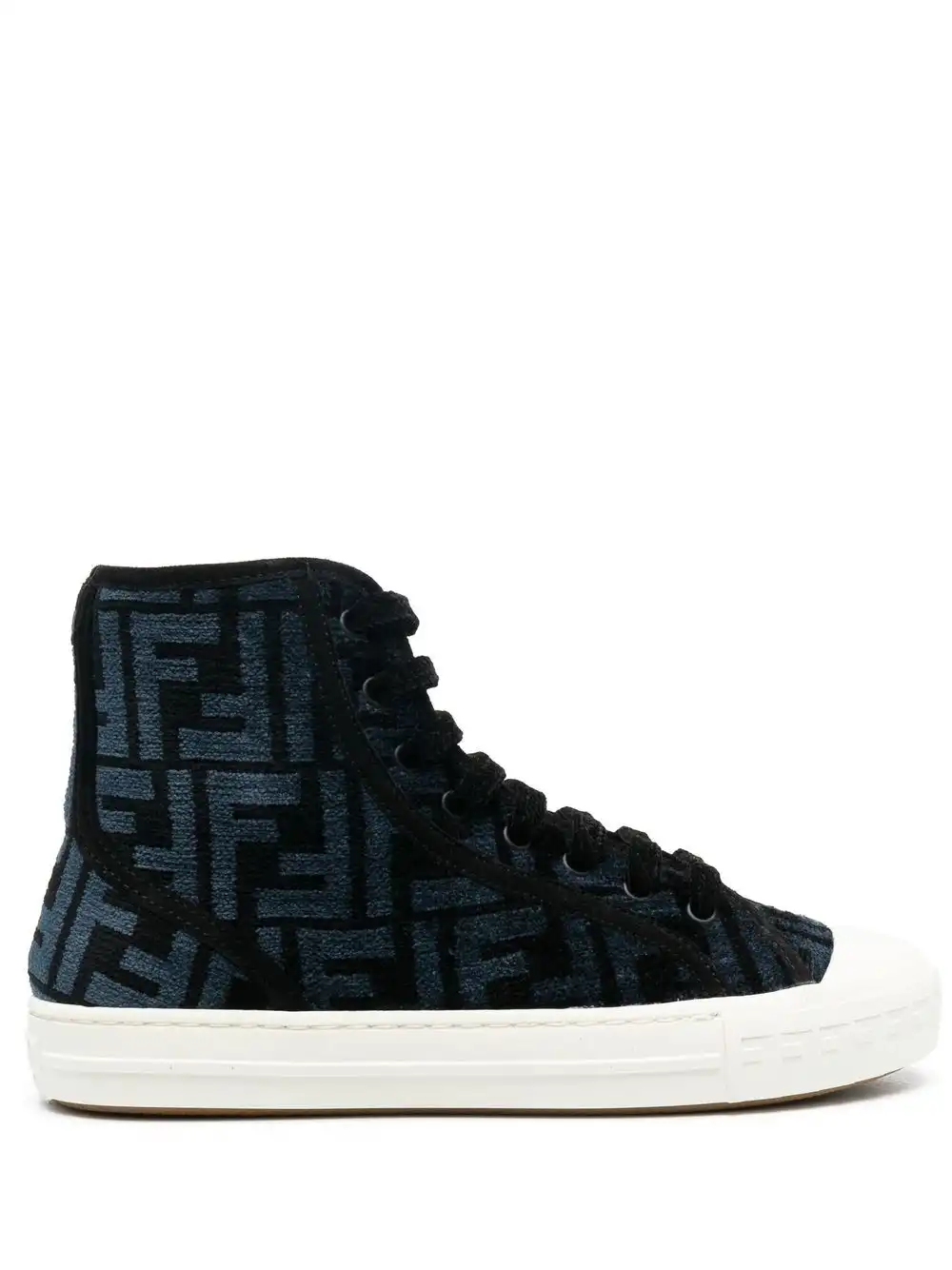 Affordable FENDI velvet FF high-top sneakers