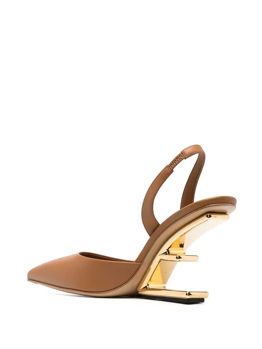 Cheap FENDI 100mm logo-wedge slingback pumps